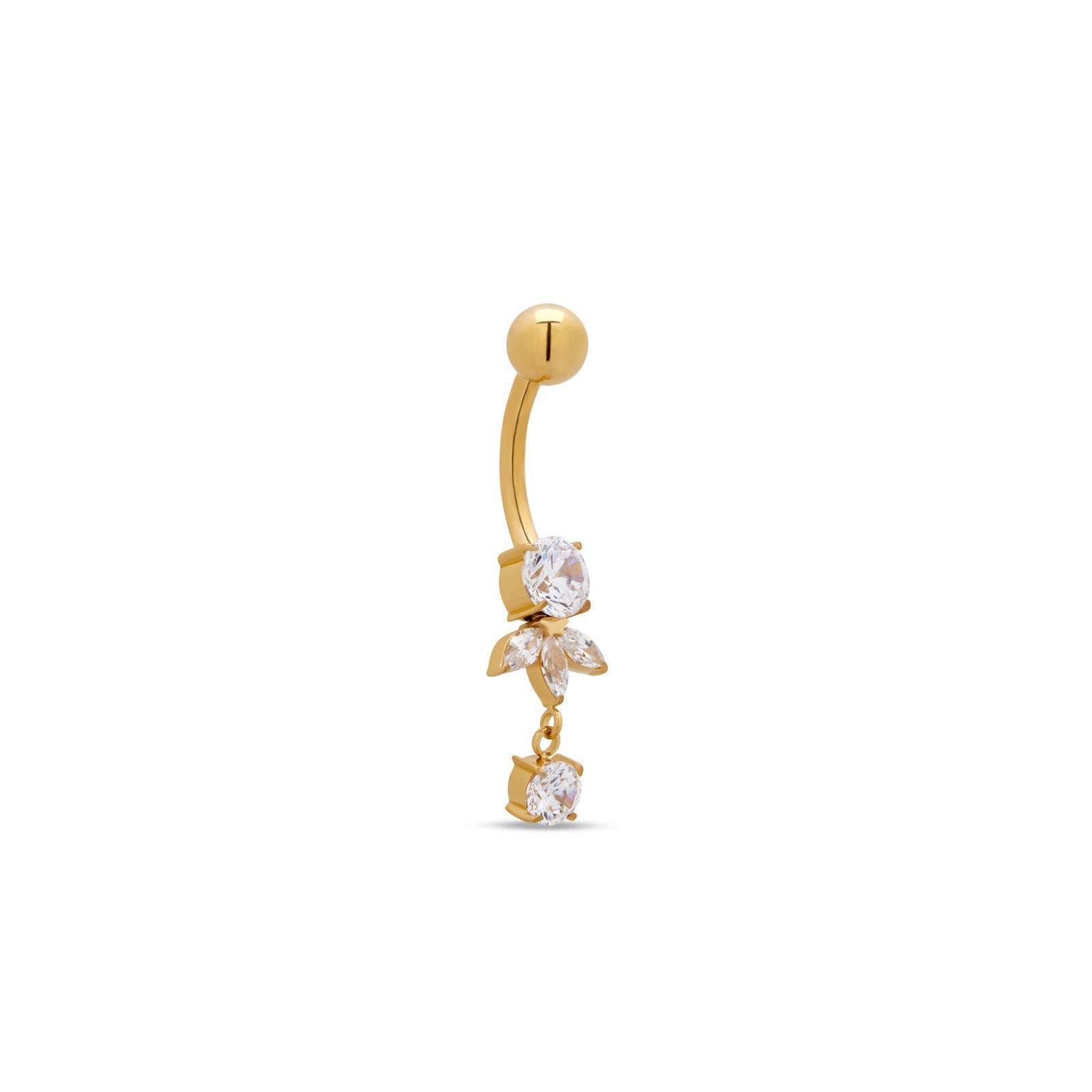 18k V-Gold - Marquise Round Stone Navel