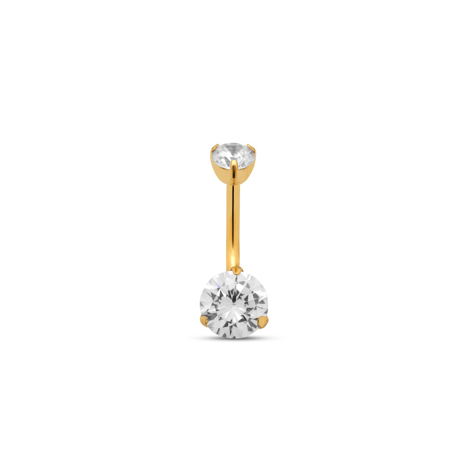 18k V-Gold Prong Set Navel Bar