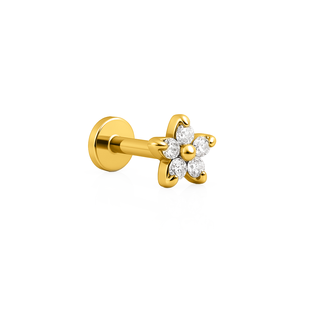 18k V-Gold Small Jewelled Flower flatback