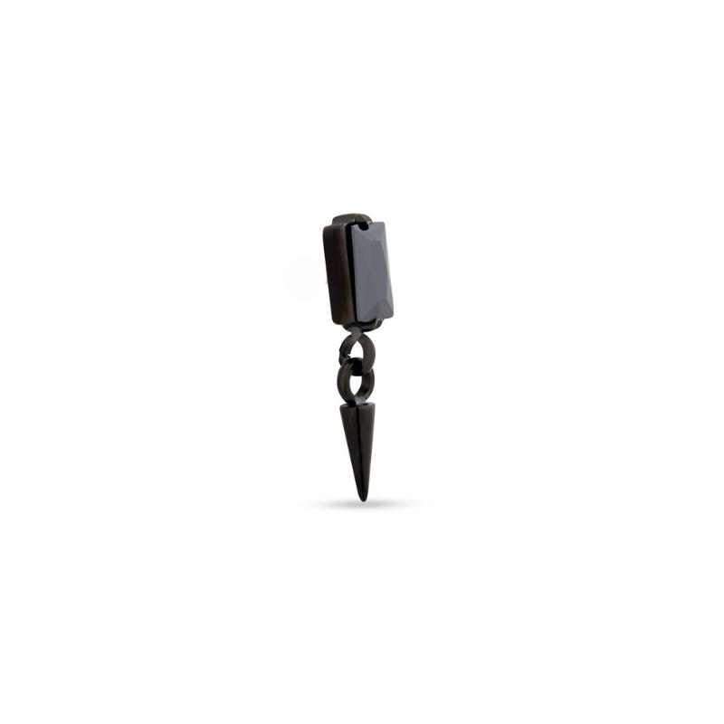 Blackline Baguette w Dangle Spike Flatback