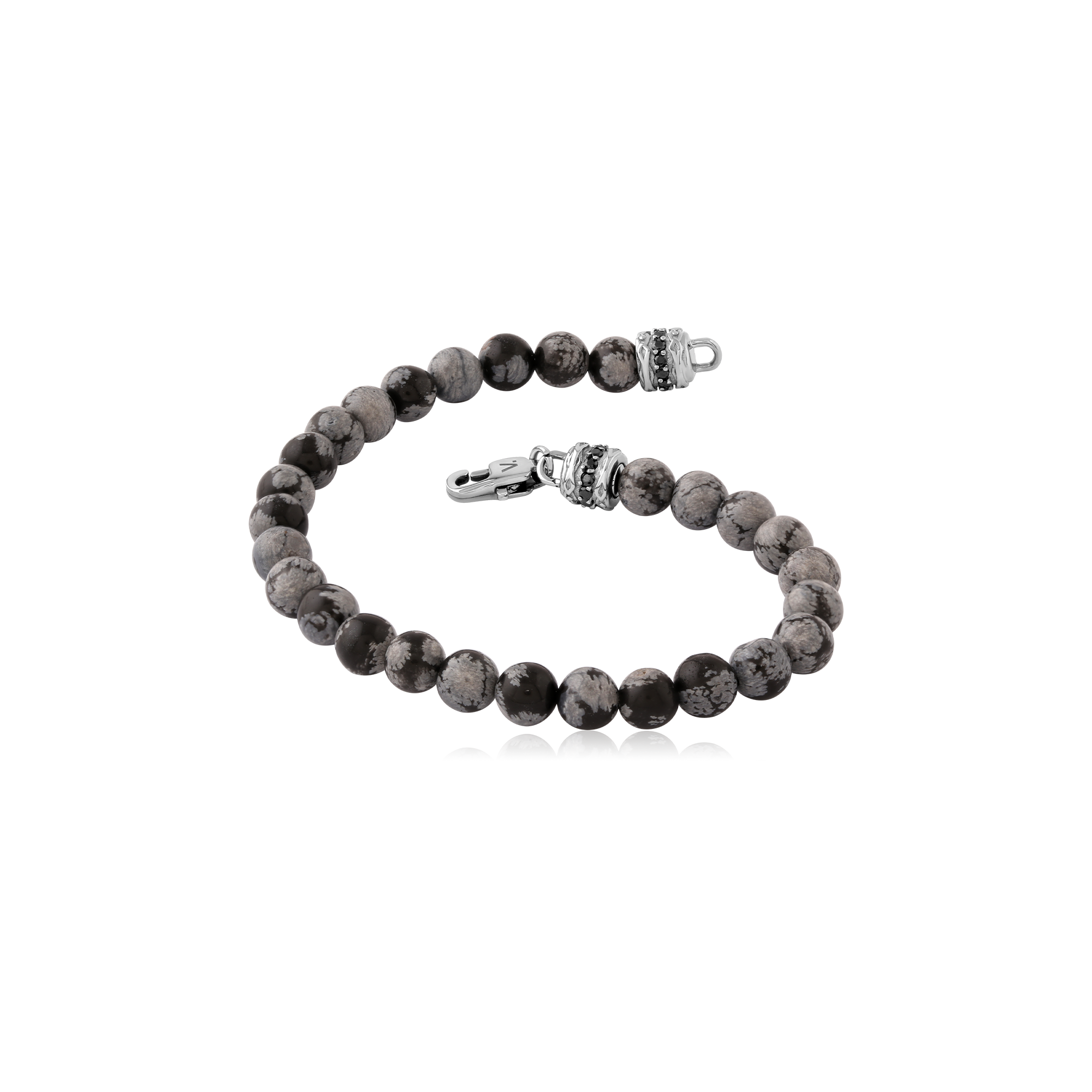 Steel Bracelet Bead Snowflake Stone Beads