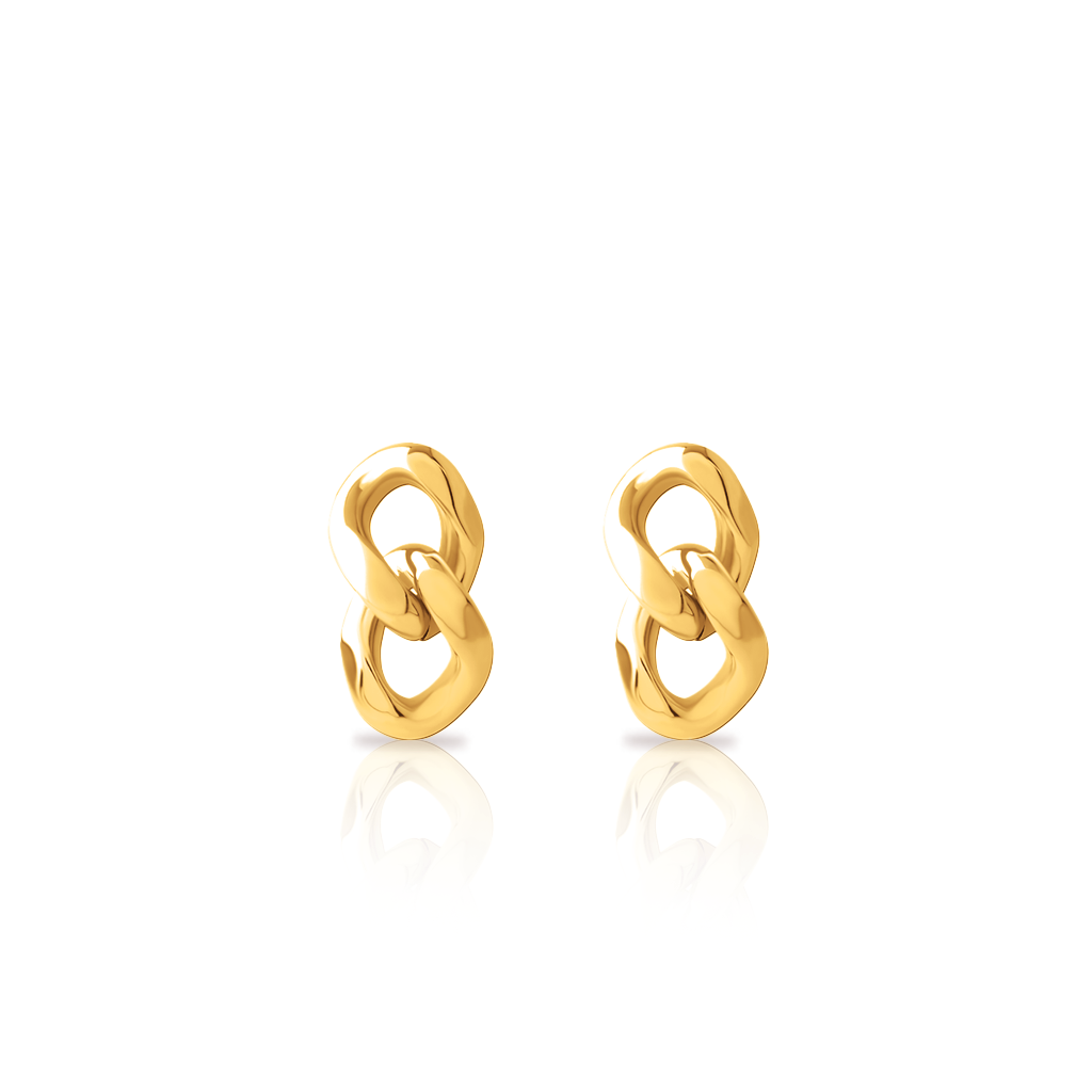 18k V-Gold 2 Link Earrings - Pair