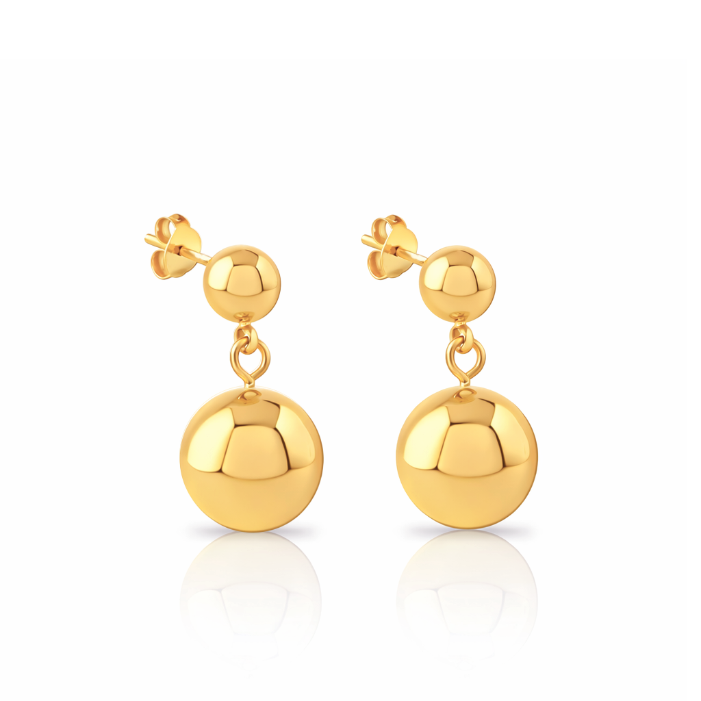 18k V-Gold 2 Sphere Earrings - Pair