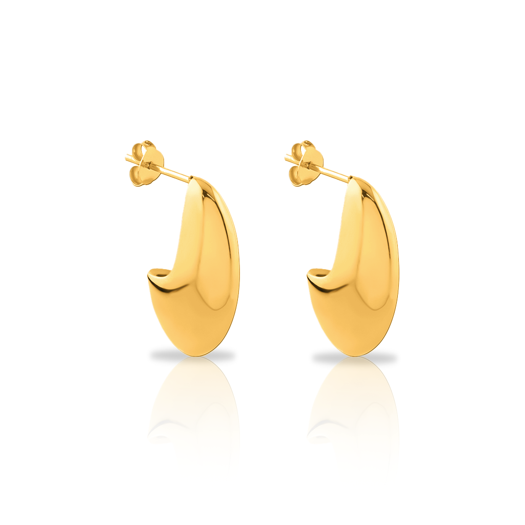 18k V-Gold Arc Drop Earrings - Pair