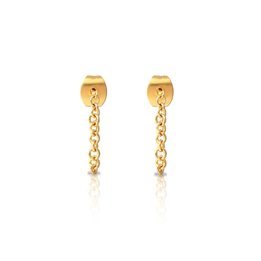 V-Gold Chain Earrings - Pair