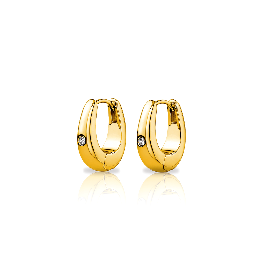18k V-Gold Bold Jewel Earrings - Pair