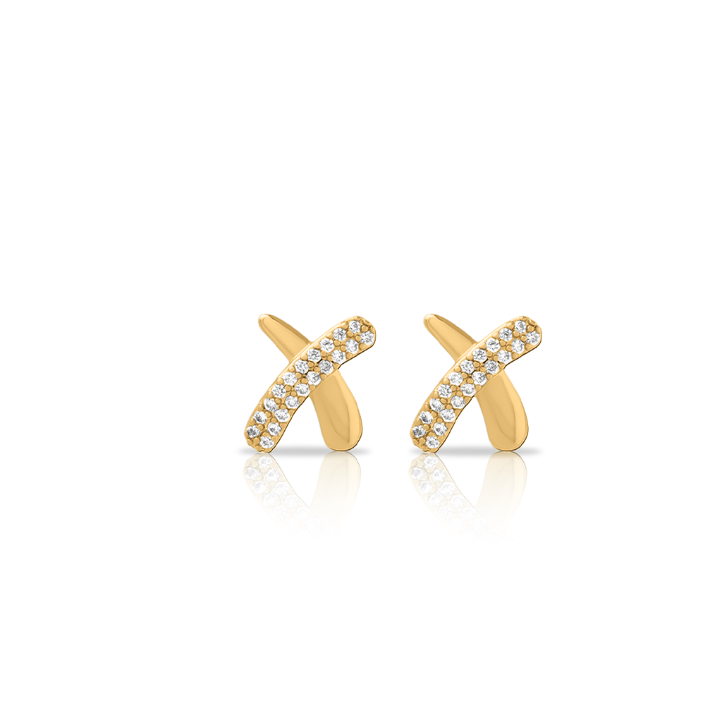 18k V-Gold Brioche Earrings - Pair