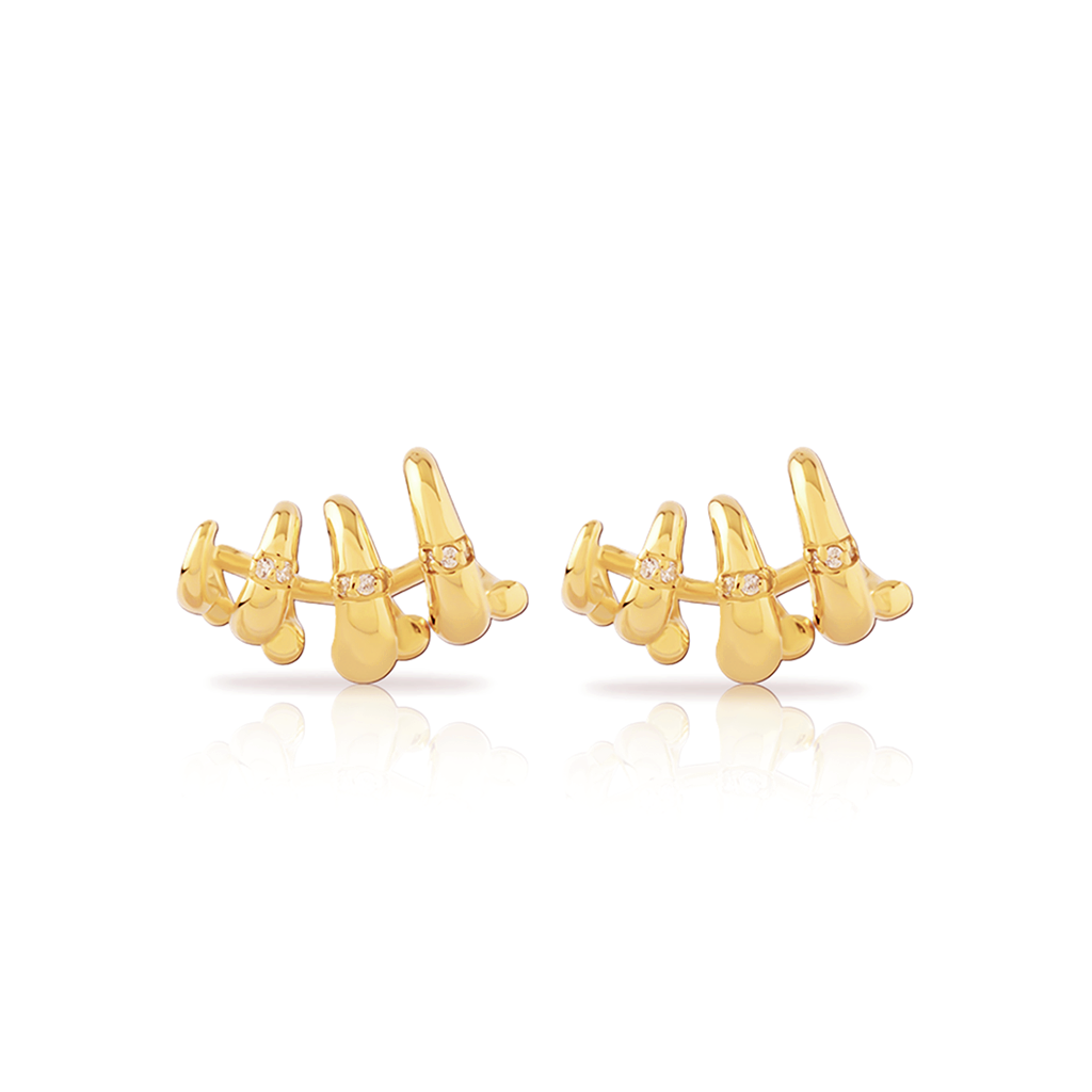 18k V-Gold Claw Earrings - Pair