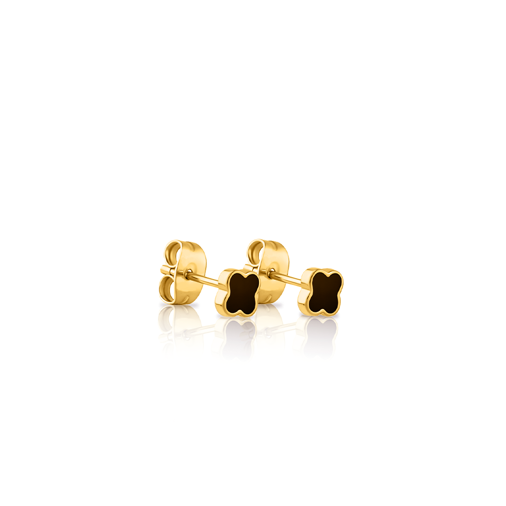 18k V-Gold Clover Earrings - Pair