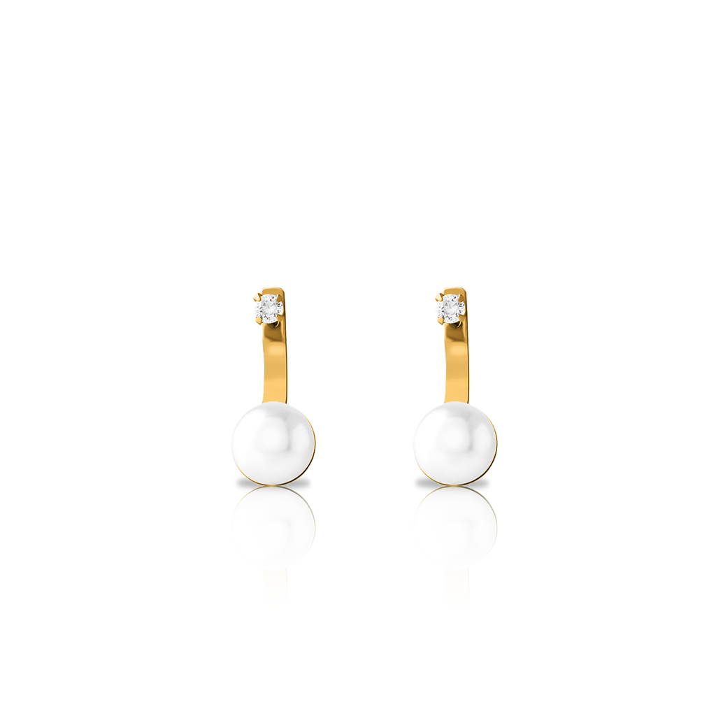 18k V-Gold Pearl Drop Earrings - Pair