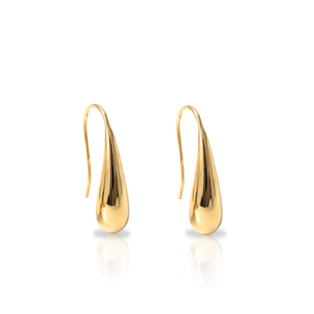 18k V-Gold Liquid Drop Earrings - Pair