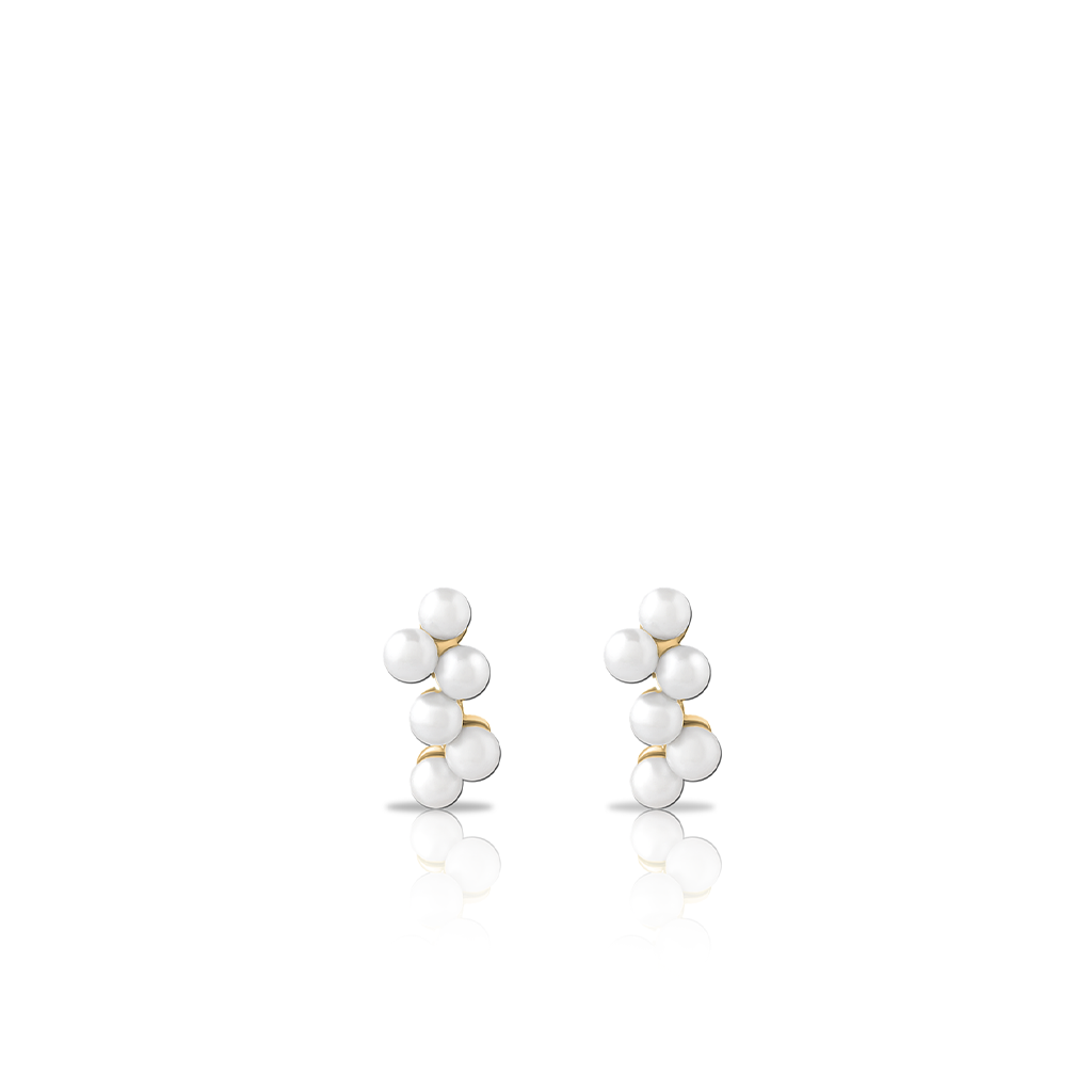 18k V-Gold Pearl Cluster Earrings - Pair