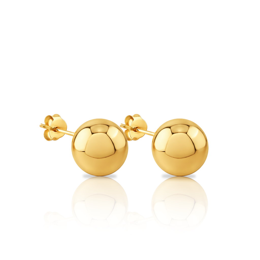 18k V-Gold Sphere Earrings - Pair