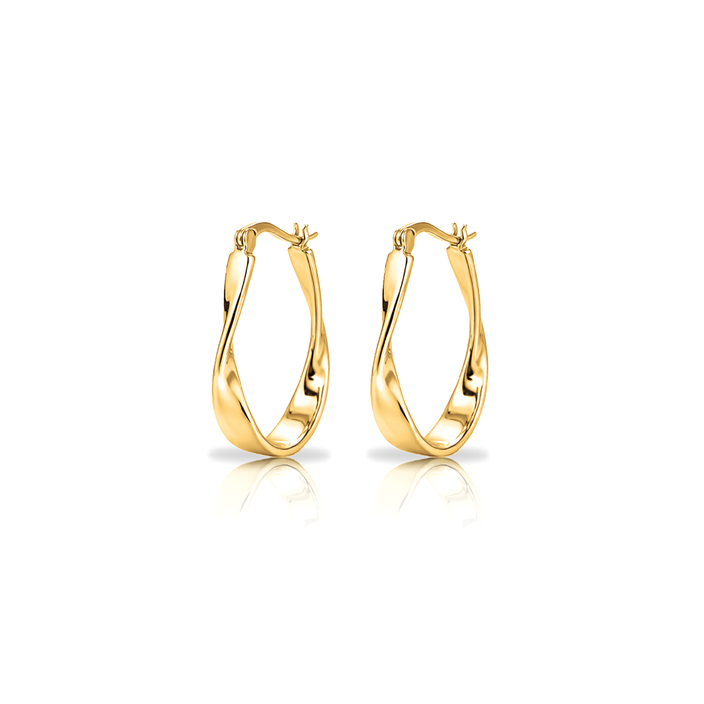 18k V-Gold Twirl Hoop Earrings - Pair