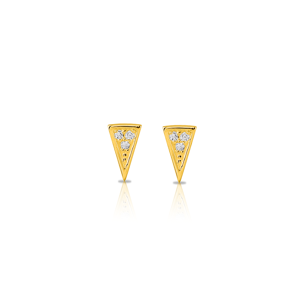 18k V-Gold V Spike Jewelled Earrings - Pair