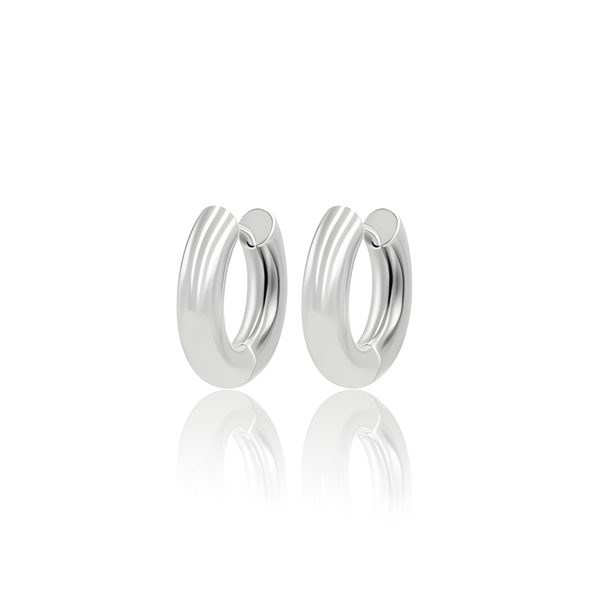V Platinum Earring Hoops - Pair