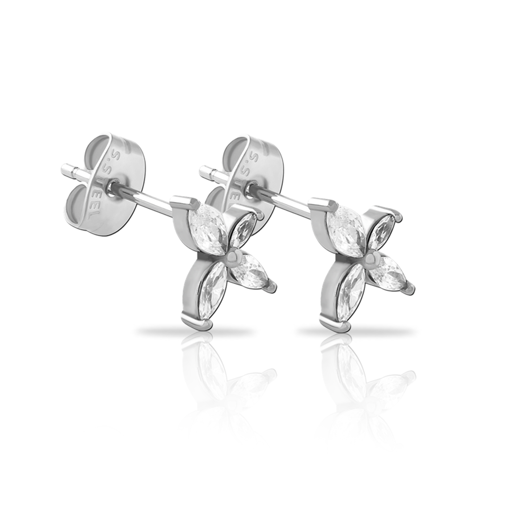Surgical Steel 4 Petal Earrings - Pair