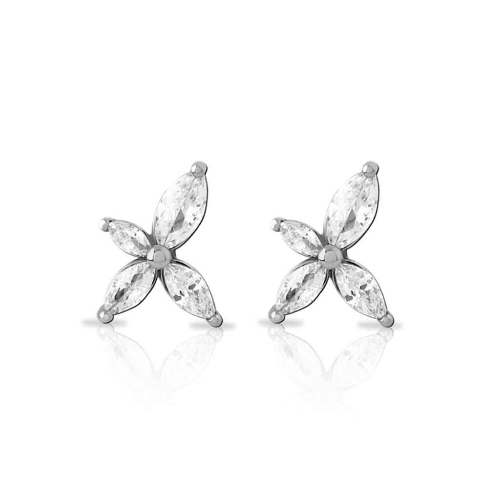 Surgical Steel 4 Petal Earrings - Pair