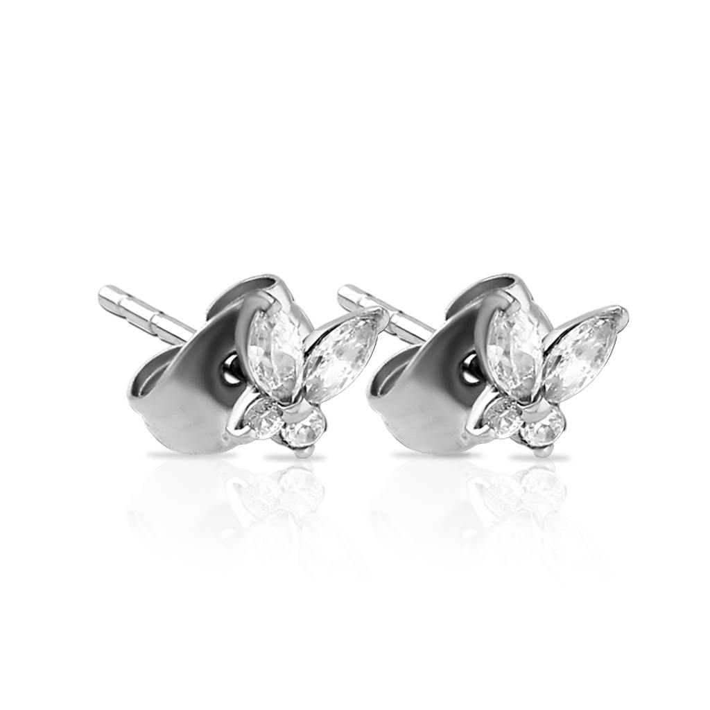 Surgical Steel Jewelled Butterfly Earrings - Pair
