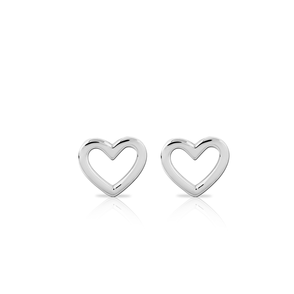 Surgical Steel Hollow Heart Earrings - Pair