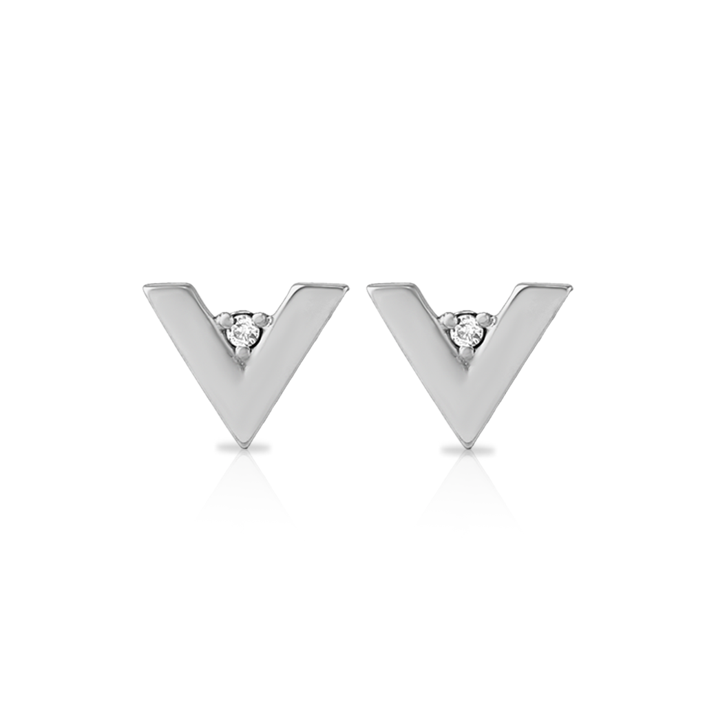 Surgical Steel Jewelled V Earrings - Pair
