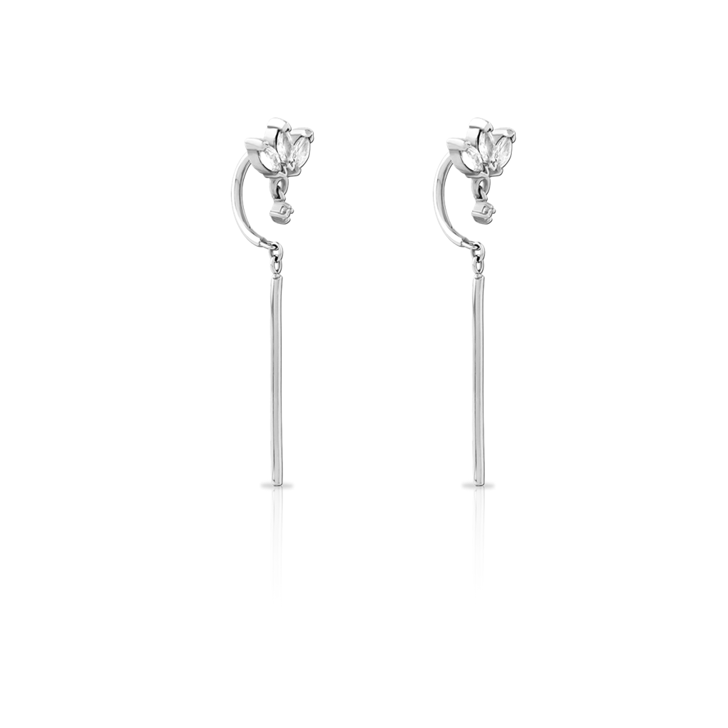 Surgical Steel Marquise Thread Earrings - Pair