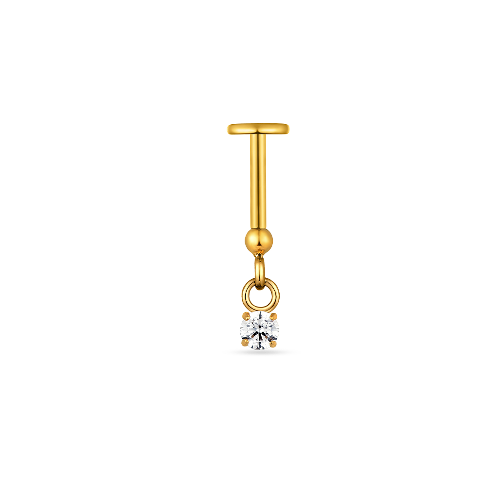 18k V-Gold Crystal Dangle Hidden Helix
