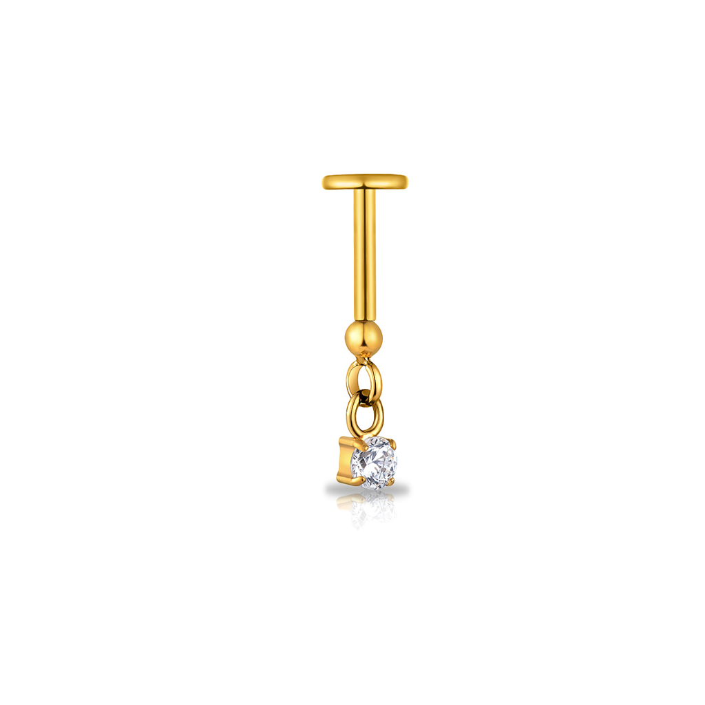 18k V-Gold Crystal Dangle Hidden Helix