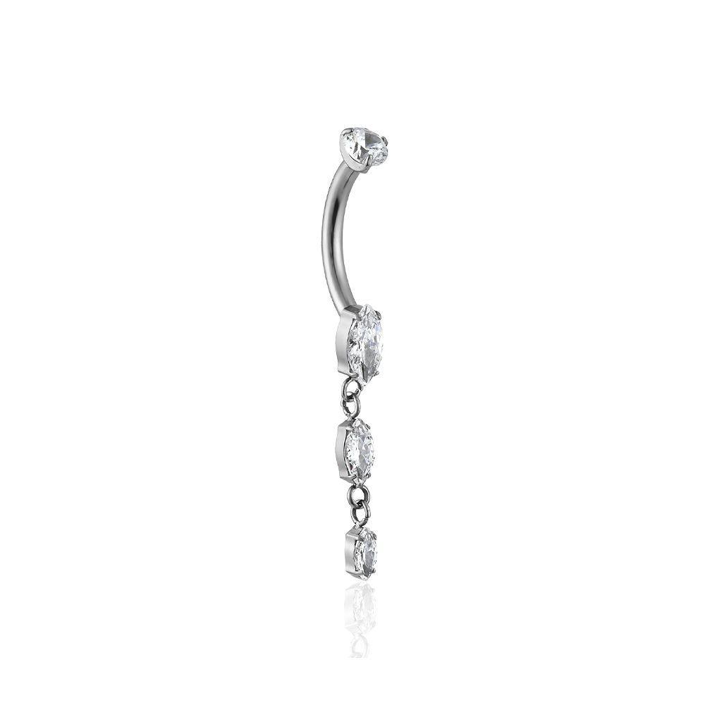 Titanium Marquise 2 Drop Navel Bar