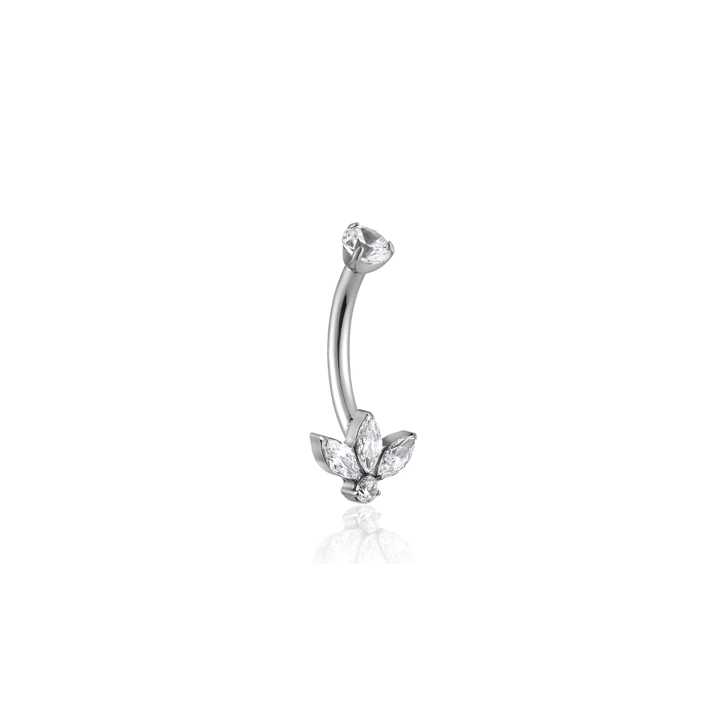 Titanium Flower Fan Navel Bar