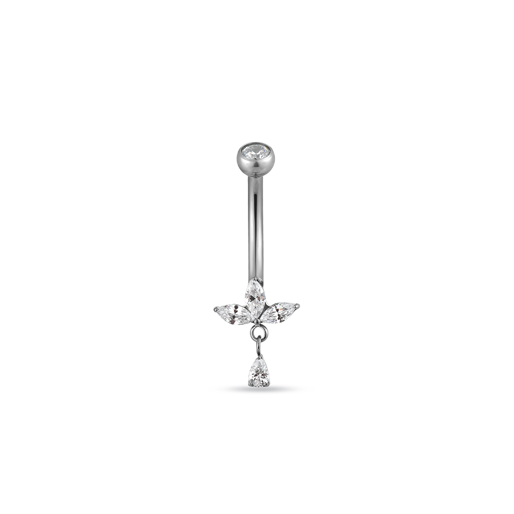 Titanium Flower Fan Drop Navel Bar