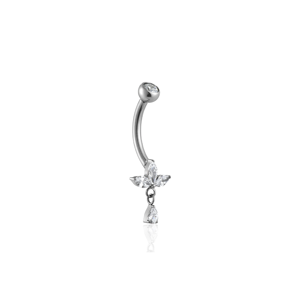 Titanium Flower Fan Drop Navel Bar