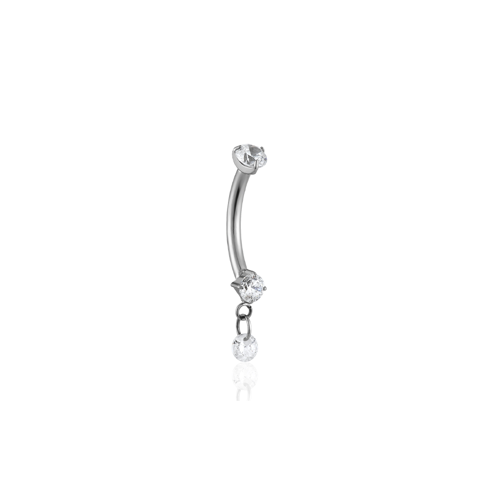 Prong Crystal Dangle Curved Bar