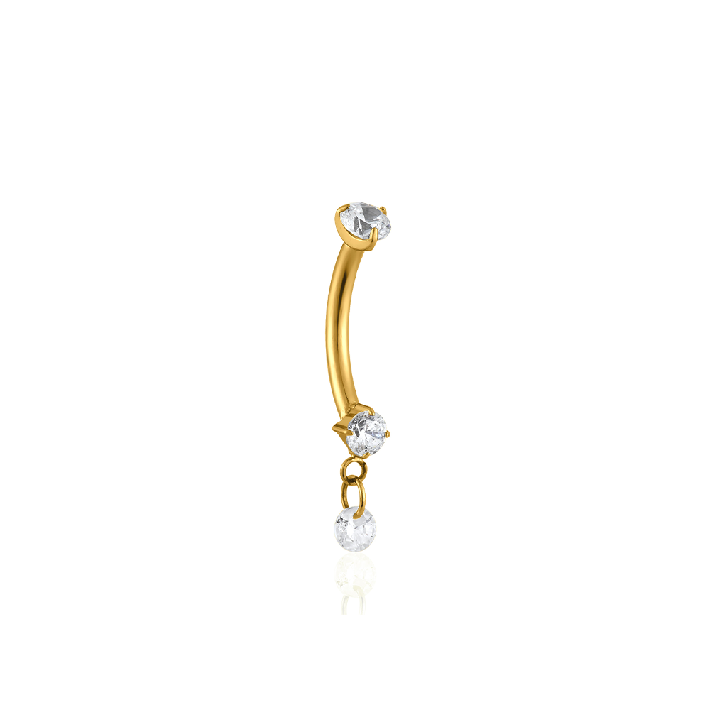 18kt V-Gold Tiny Drop Navel Bar