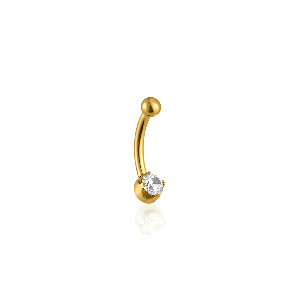 18k V-Gold Single Claw Crystal Curved Bar