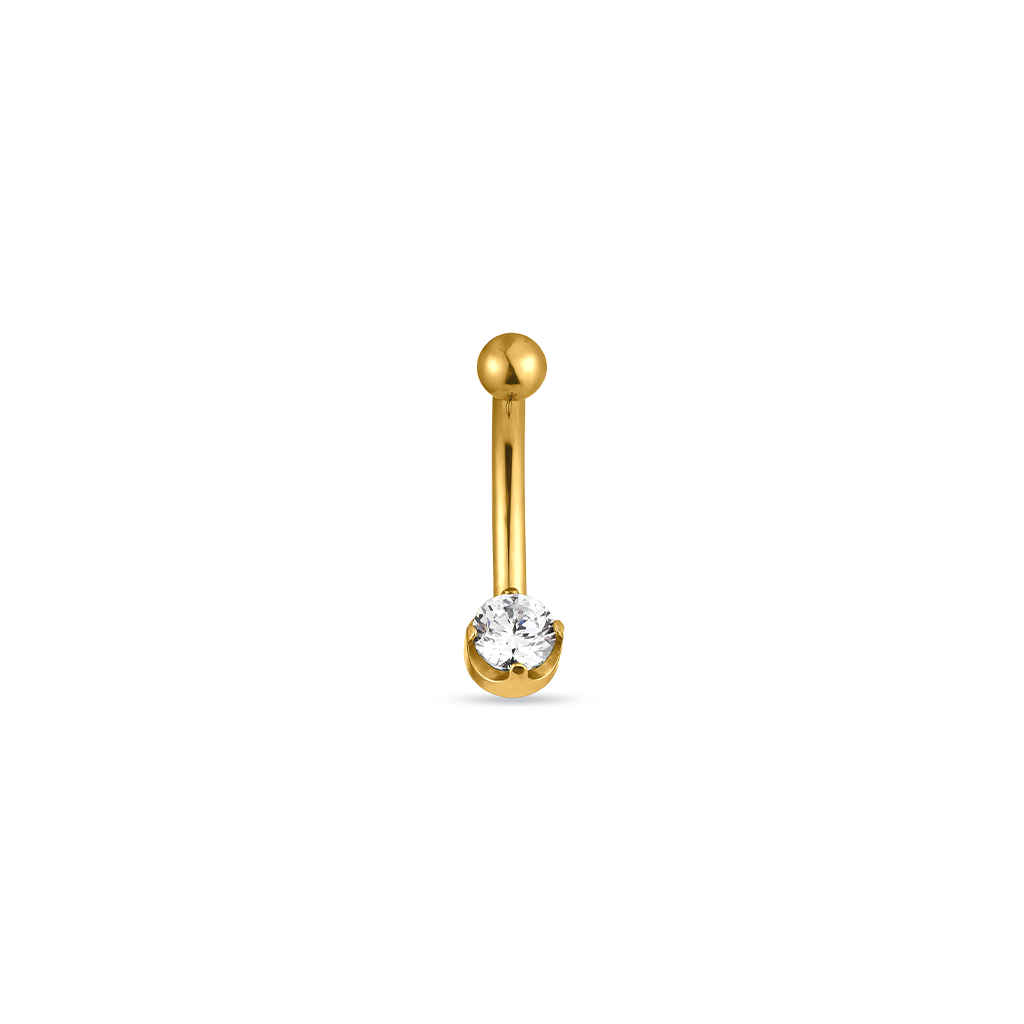 18k V-Gold Single Claw Crystal Curved Bar