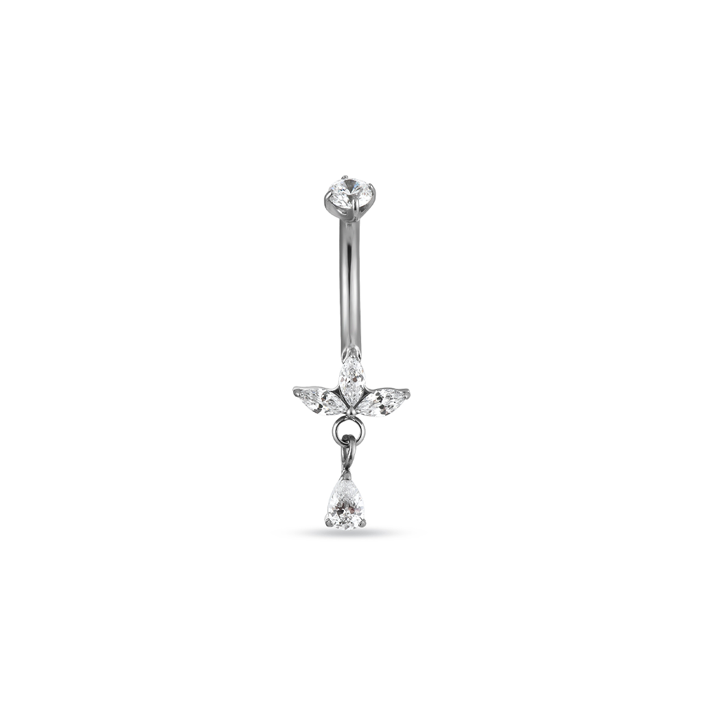 Dangle Crystal Flower Fan Curved Bar