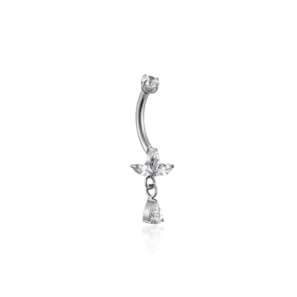 Dangle Crystal Flower Fan Curved Bar