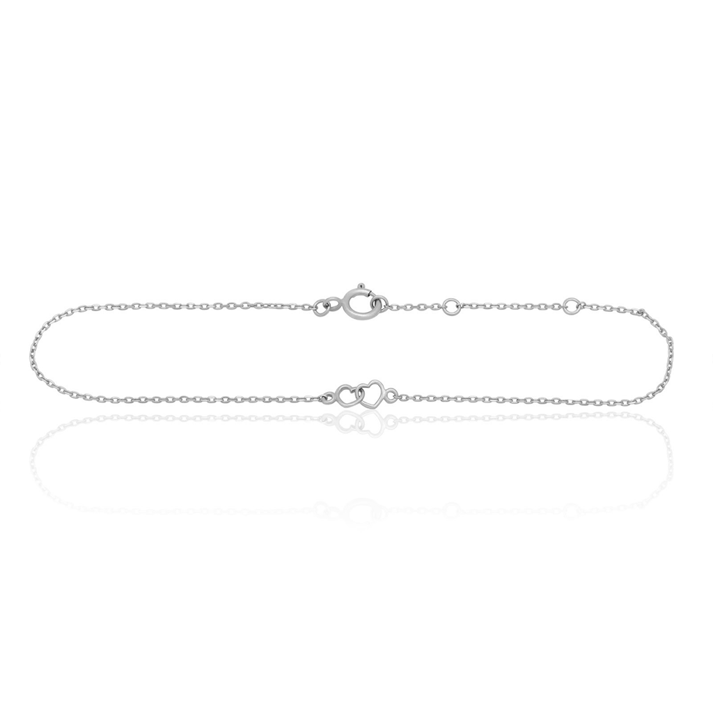 14kt White Gold Heart Bracelet
