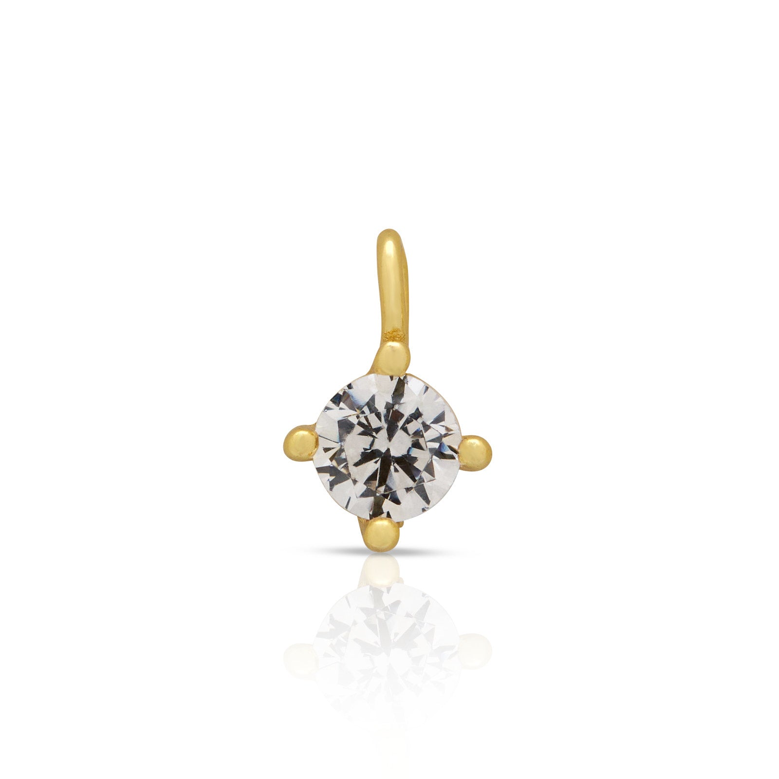 14kt Gold Vermeil Permanent Charm - Round Crystal