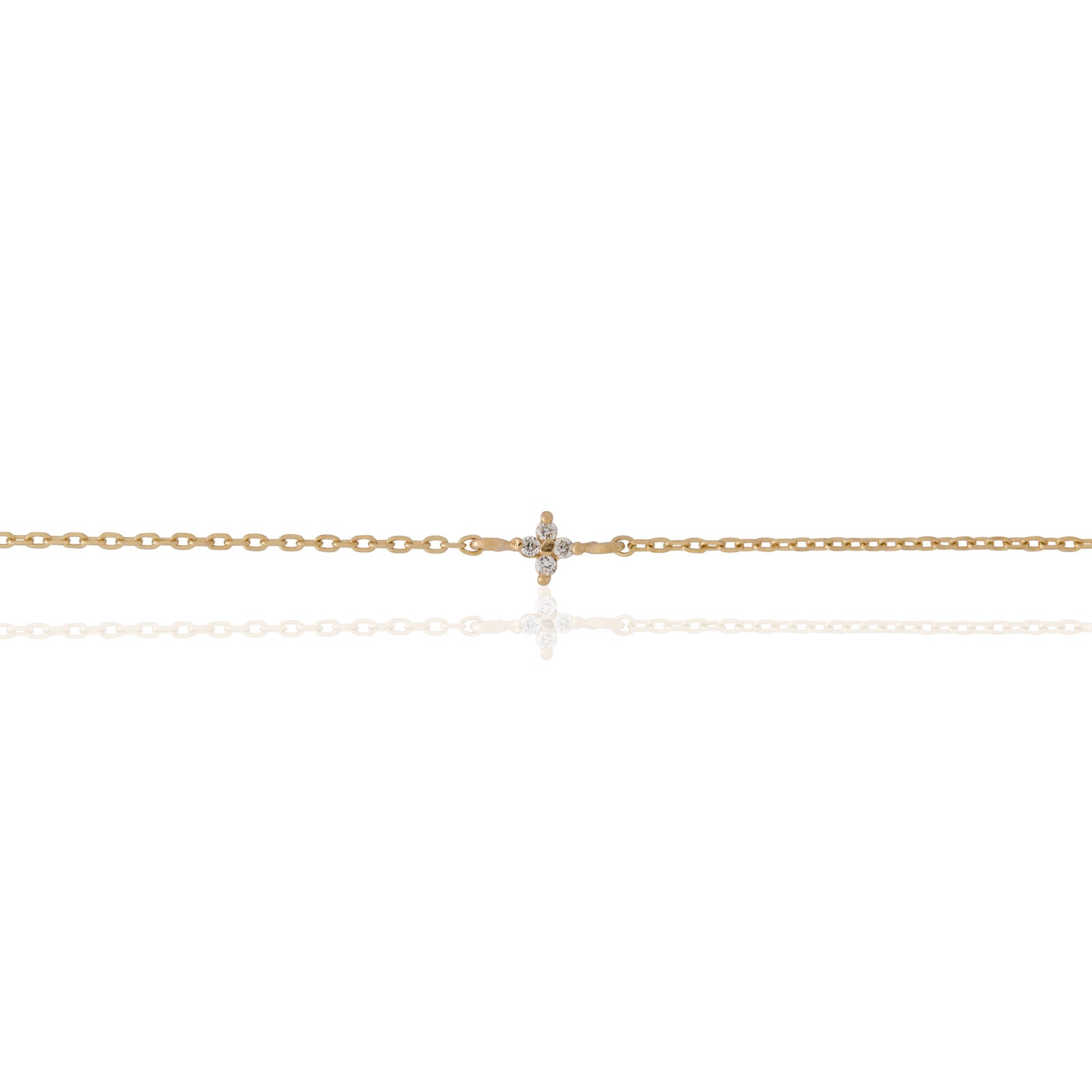 14kt Yellow Gold 4 Petal White Diamond Bracelet