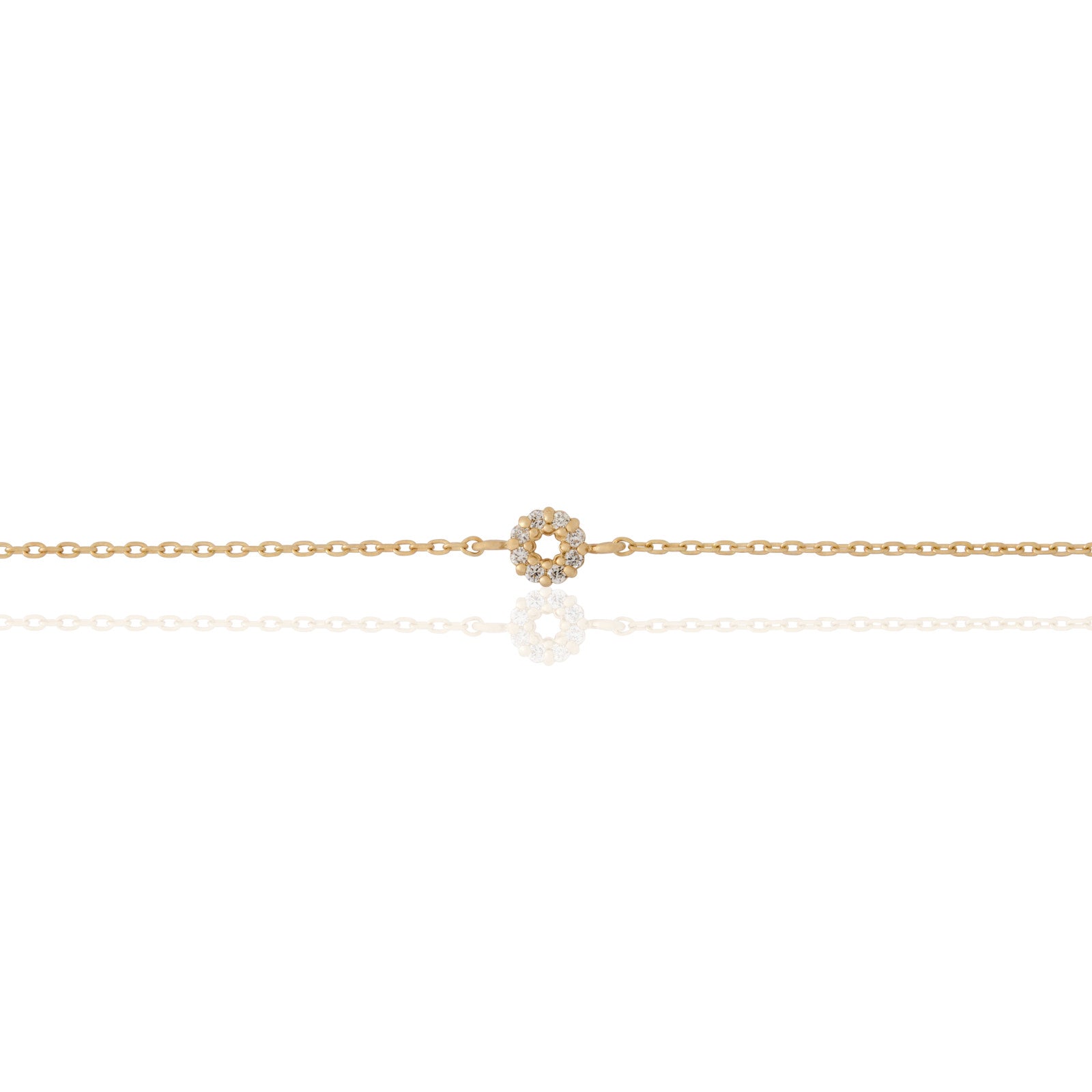 14kt Yellow Gold Circle White Diamond Bracelet