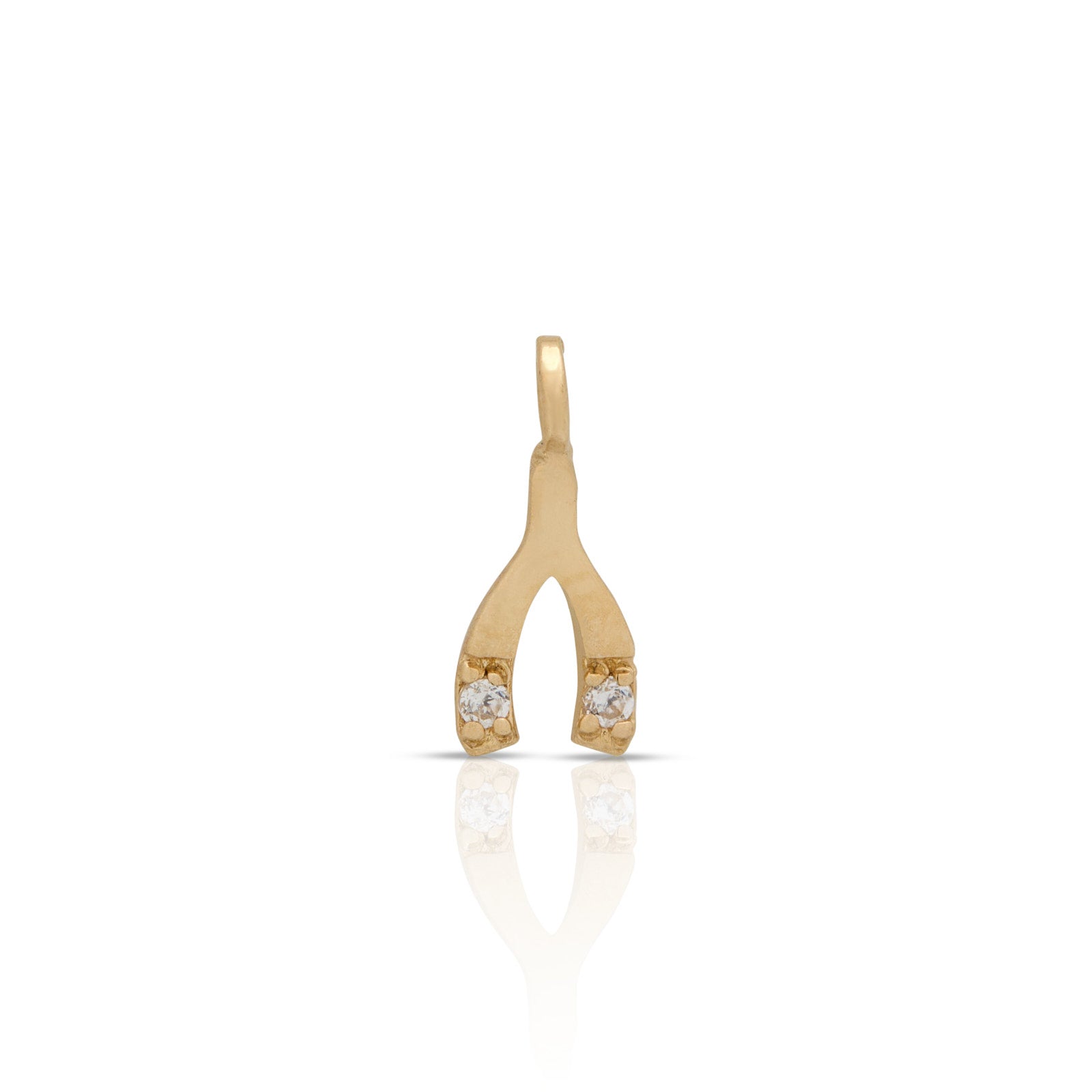 14kt Solid Gold Charm Jewelled Wishbone