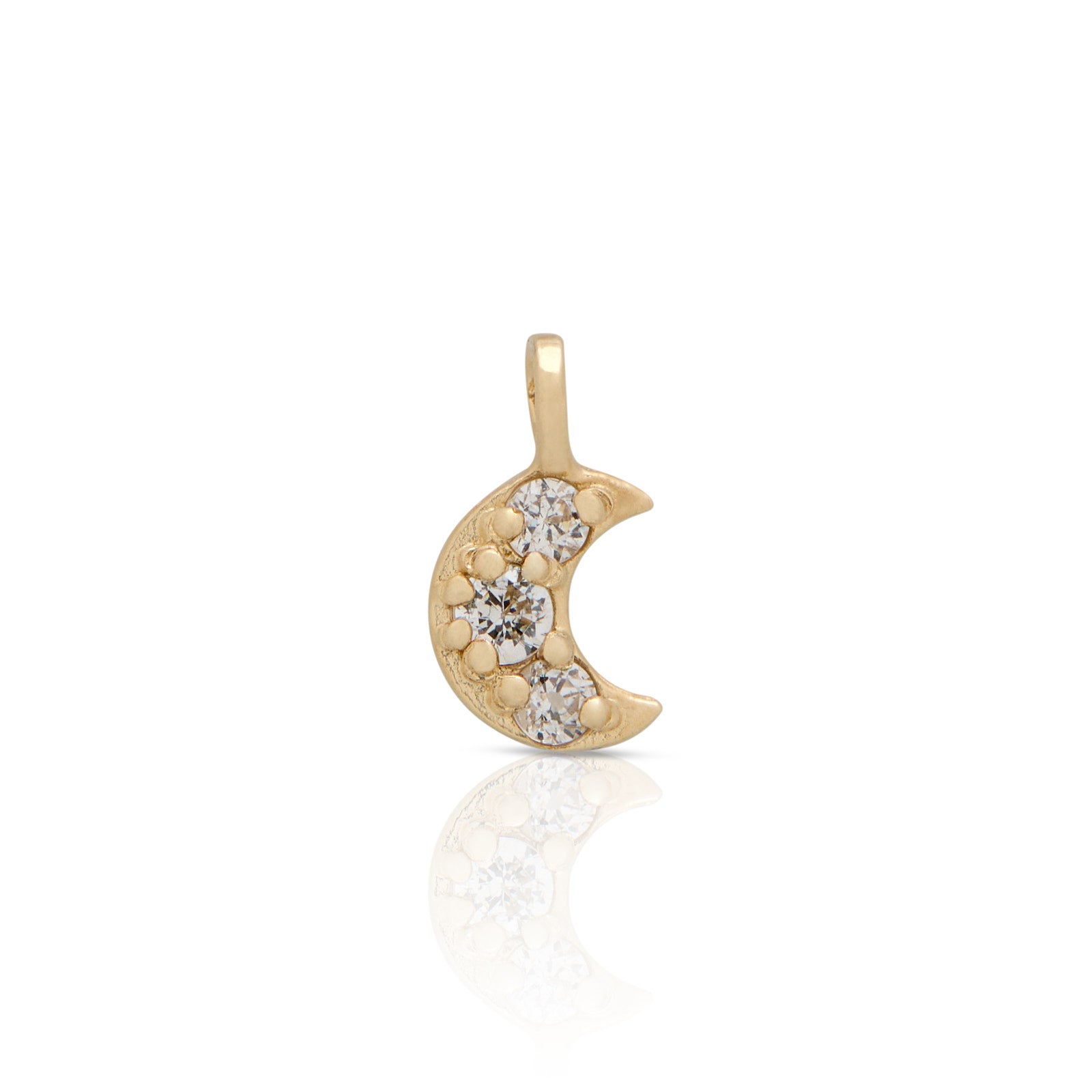 14kt Solid Gold Charm Jewelled Crescent