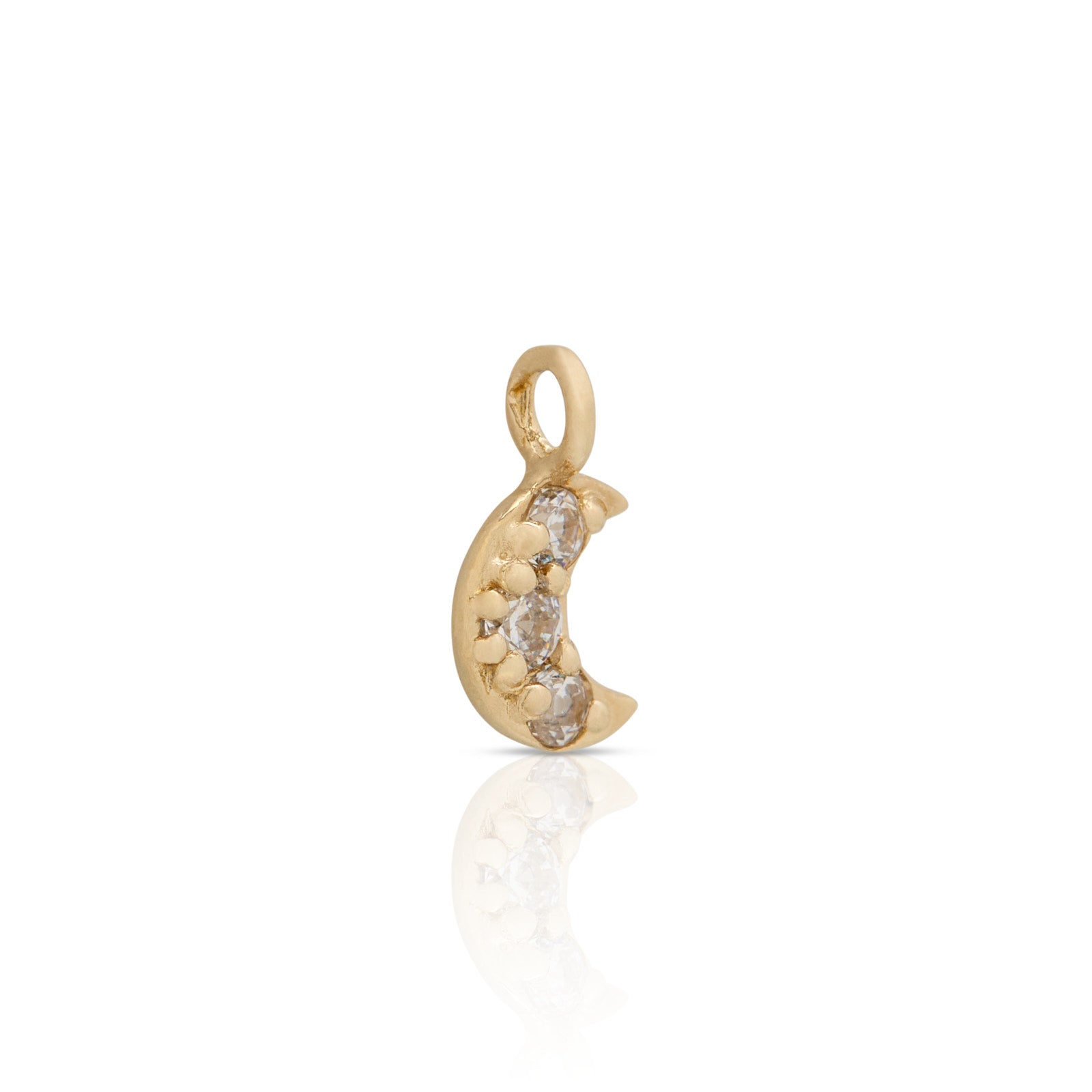 14kt Solid Gold Charm Jewelled Crescent