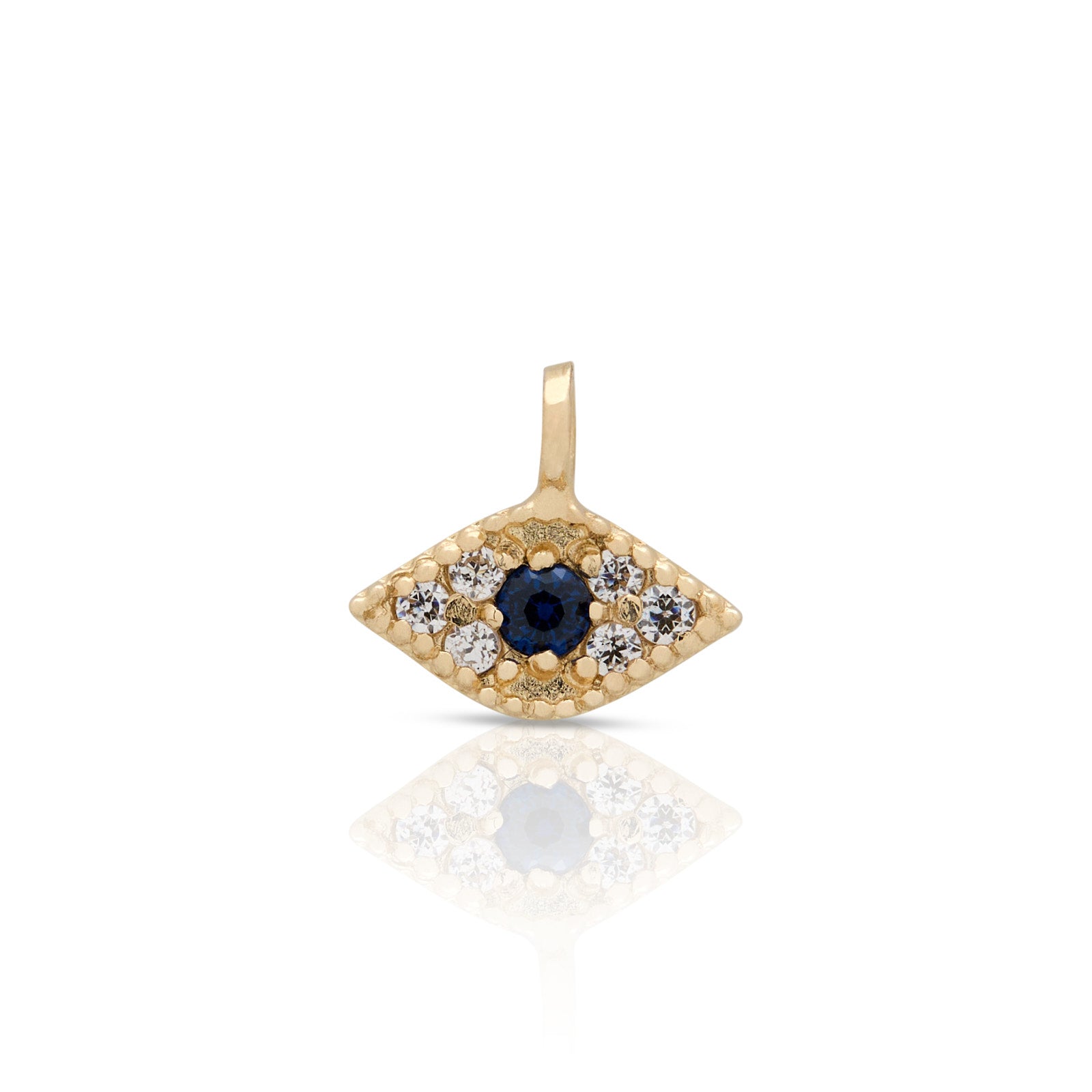 14kt Solid Gold Charm Jewelled Blue Eye