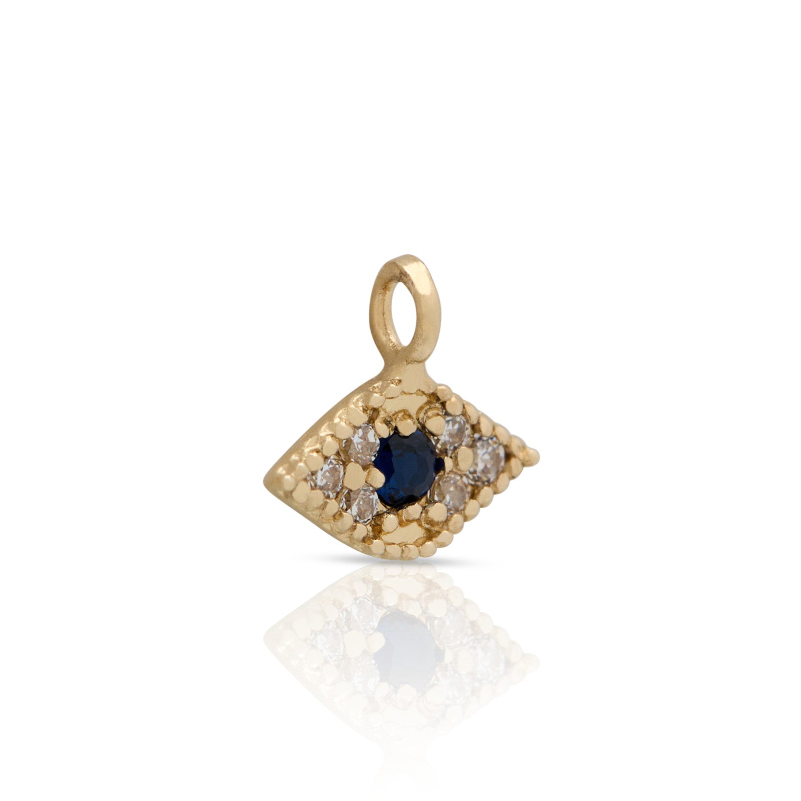 14kt Solid Gold Charm Jewelled Blue Eye