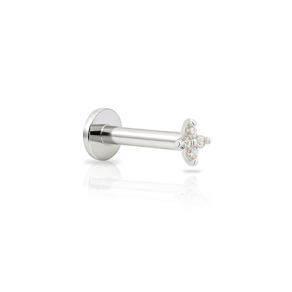 14kt White Gold Flatback - 4 Jewel