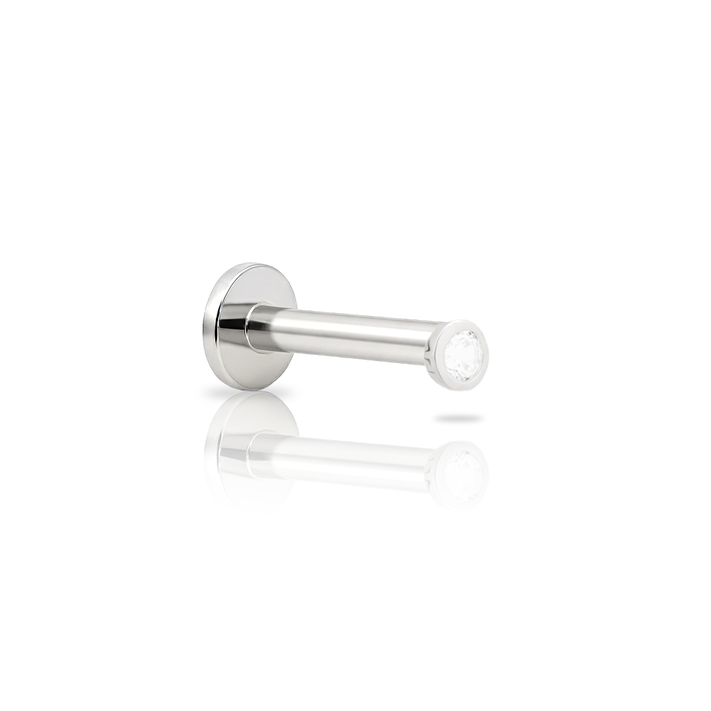 14kt White Gold Flatback - Bezel Round