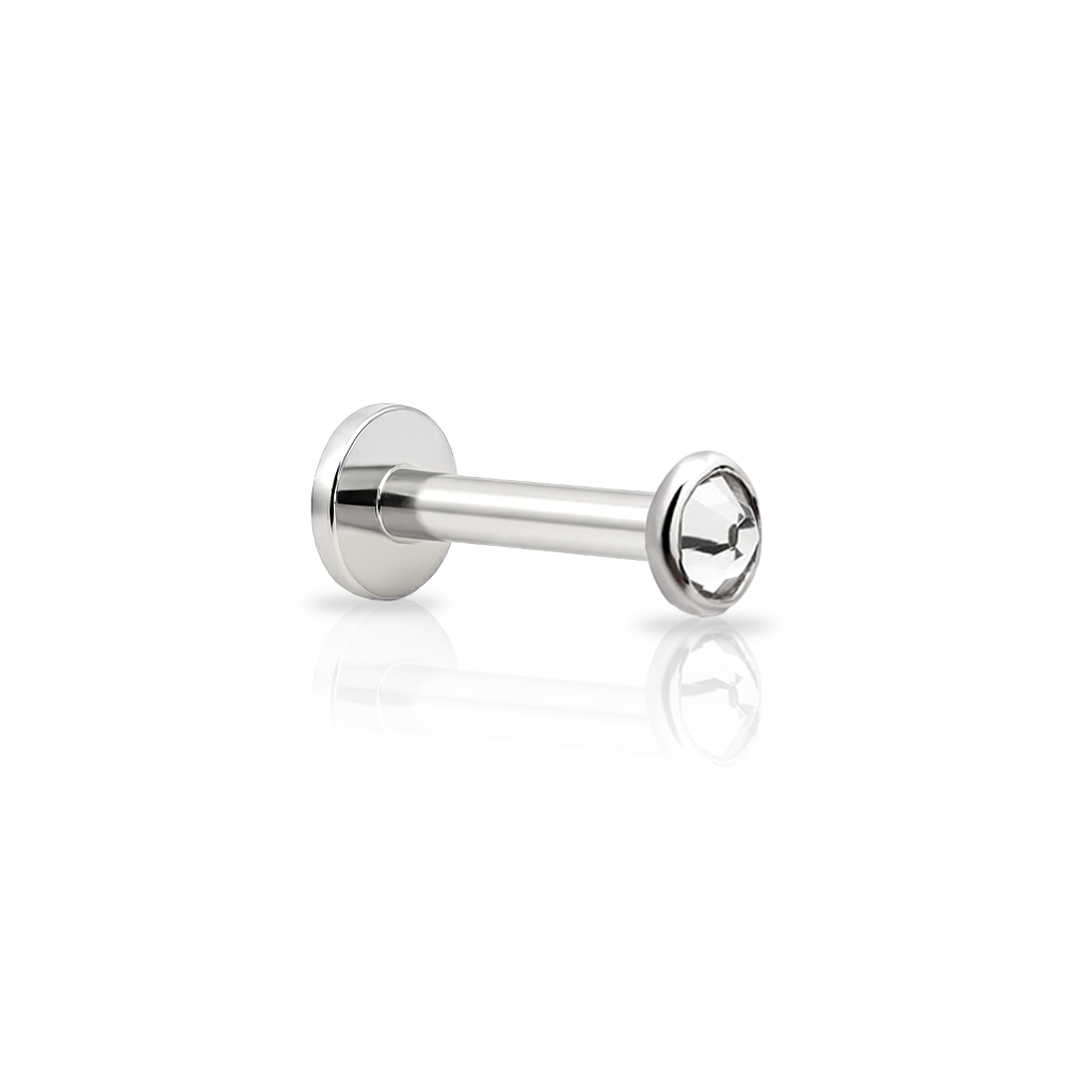 14kt White Gold Flatback - Jewelled Bezel